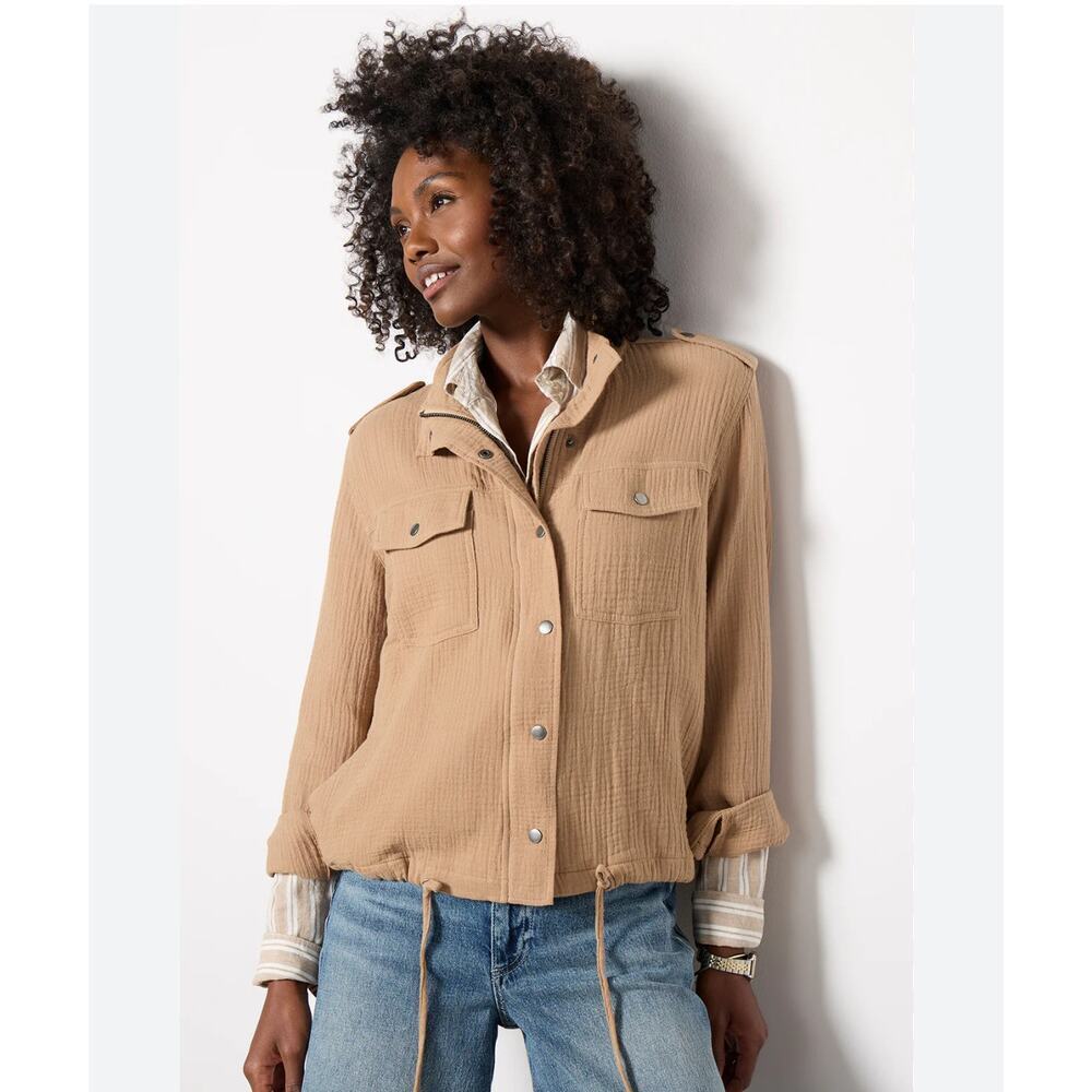 Velvet Heart Tan Button-Front Utility Jacket